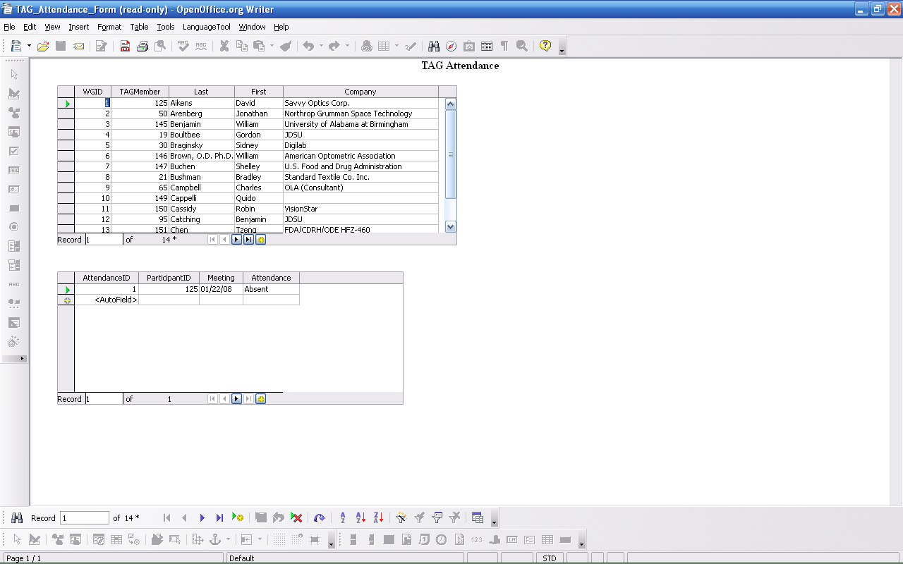 TAG Attendance Form (78K)